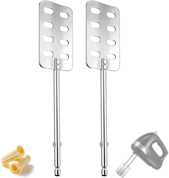 2pcs Hand Mixer Butter Churner Churn Maker Compatible with Hamilton Beach | 304 Stainless Steel Hand Mixer Attachments Replacement Parts Accessories Beaters Turner for Cooking and Baking