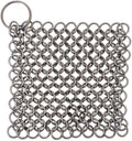 Cast Iron Scrubber 316 Stainless Steel Skillet Cleaner 3.9"x3.9" Chainmail Scrubber Chain Mail Scrub with Hanging Ring for Cast Iron Pre-Seasoned Pans, BBQ Grills Cookware Utensils Cleaning