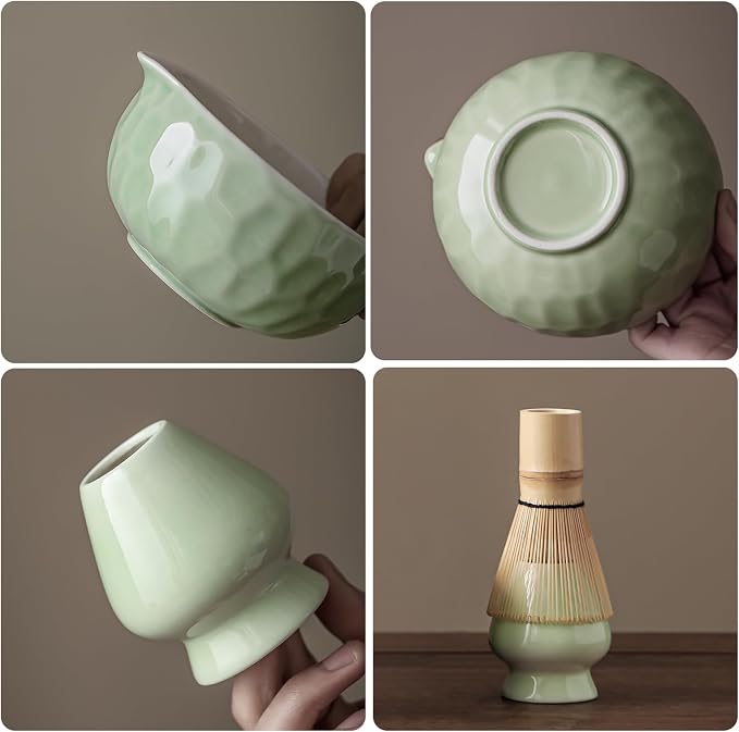 Clay&Fire Matcha Whisk, Handcrafted Bamboo Whisk for Matcha Powder (Jade green)