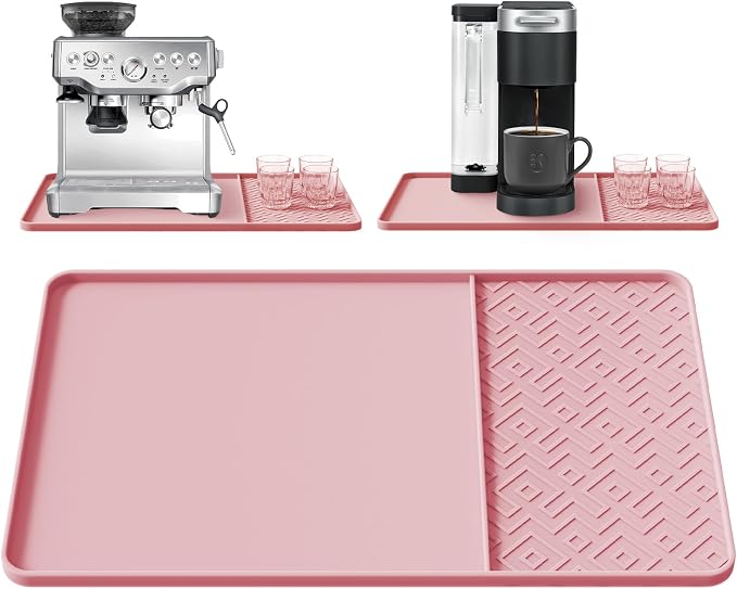Silicone Coffee Mat with Raised Edges 24" x 16" – Waterproof Countertop Mat, Coffee Maker Pad, Espresso Machine Mat, Heat Resistant Dish Drying Mat
