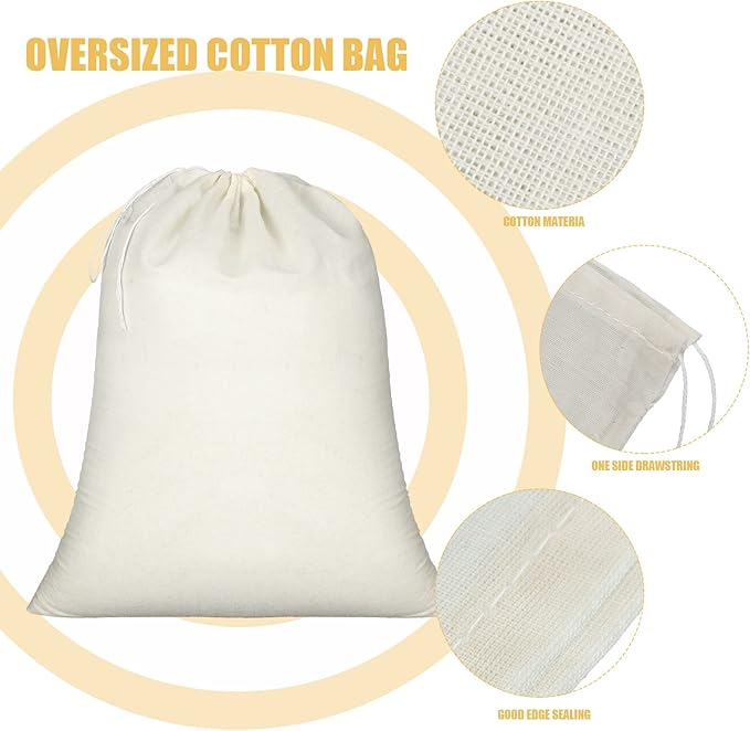 Tatuo 50 Pcs Muslin Bags 10 X 12 Inches, Cotton Drawstring Pouches Party | Natural Cotton Cloth Small Pouches, Reusable Linen Sachet for Gift Favor, Wedding Party Supplies, Craft Home Storage