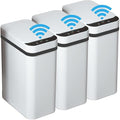 3 PACK - Bathroom Garbage Can with a Lid - 2.5 Gallon Automatic Trash Cans | Bedroom, Office - Small Smart Trash Can Touchless - Plastic, Narrow, Auto Open - Motion Sensor Trash can Bathroom ( White )
