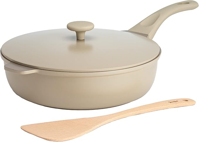 Goodful All-in-One Pan, Multilayer Nonstick Cookware Set, High-Performance Construction, Multipurpose Design Replaces Multiple Pots and Pans, Dishwasher Safe, 11-Inch, 4.4-Quart Capacity, Linen