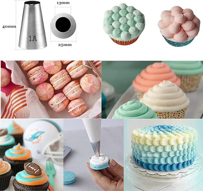Cake Decorating Piping Tips Set, 1M 1A 2A 2D 4B Large Tips