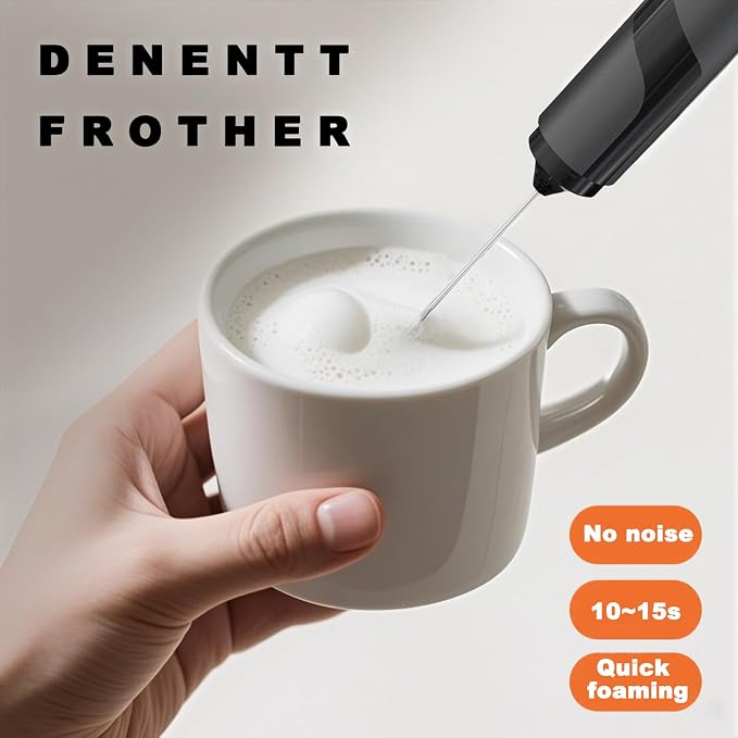 Milk Frother Handheld with Cover- 15-Second Silent Drink Mixer Wand | Travel Frother with ABS Sleeve, No Charging Required for Coffee, Matcha & Shakes