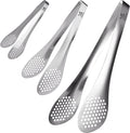 MSY BIGSUNNY Chef Kitchen Tongs Stainless Steel Food Serving Tongs Set Buffet tongs (silver 7" 9" & 11", 3 pack) | 7" 9" & 11", Food Serving Tongs Set