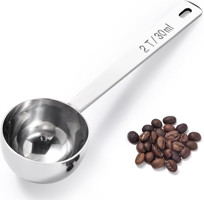 Doosu Metal 4.3in Long Handle Coffee Scoop for Ground Coffee (2 Tbsp) | Food-Grade 18/8 Stainless Steel Measuring Spoon, Tablespoon Scooper for Coffee Beans, Espresso, Protein Powders, Tea, Sugar