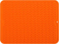 MicoYang Silicone Dish Drying Mat — Quick-Dry Ridges Counter & Sink Pad, Heat-Resistant Trivet to 450°F, Non-Slip & Dishwasher Safe, Roll-Up Storage, 18 Colors & 9 Sizes (Orange, 16"×12")