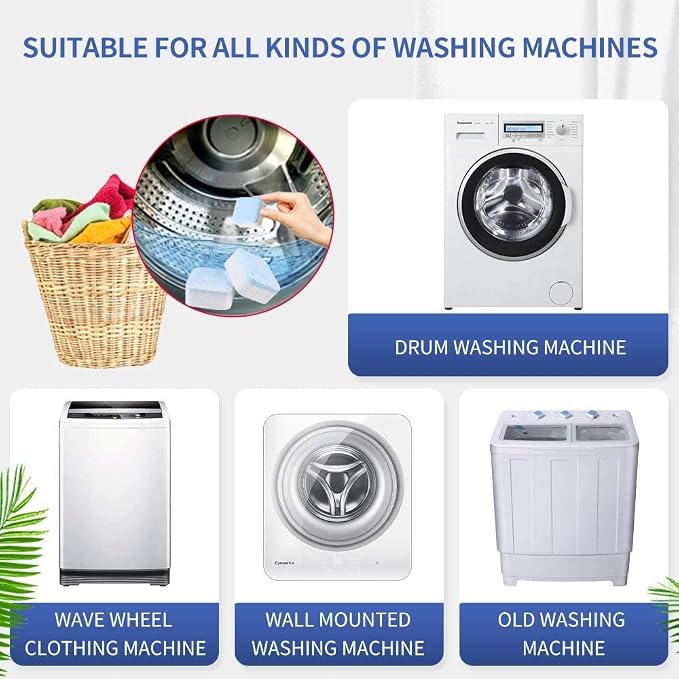 NATRUTH 30 Pack Washing Machine Cleaner Tablets, Solid Washer Deep Cleaning Tablet, Clean Inside Drum And Laundry Tub Seal