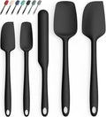 Coukre Silicone Spatula Set of 5,High Temperature Resistant, Food Grade Silicone, Dishwasher Safe, for Baking, Cooking (Pure Black)