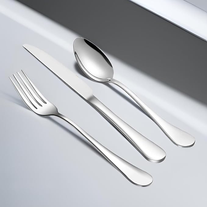 Dinner Forks, Set of 6 Top Food Grade Stainless Steel Silverware Forks, Flatware Set,8 Inches, Mirror Finish & Dishwasher Safe, New Apartment Essentials Cutlery Set
