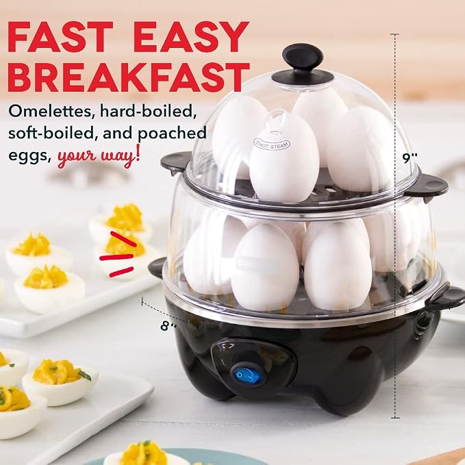 DASH Deluxe Sous Vide Egg Bite Maker with Silicone Molds + DASH Deluxe Rapid Egg Cooker - Black