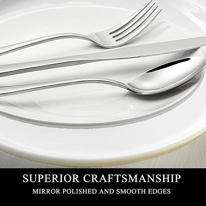 Dinner Forks, Set of 6 Top Food Grade Stainless Steel Silverware Forks, Flatware Set,8 Inches, Mirror Finish & Dishwasher Safe, New Apartment Essentials Cutlery Set