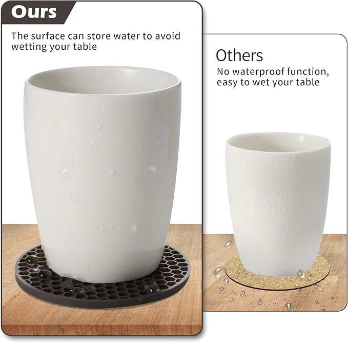 TWTLi Silicone Coasters Set of 12 with Holder — Non-Slip Drink Coasters for Coffee Table, Home Bar & Kitchen, Protects Wood & Marble Surfaces from Water Rings, Dishwasher Safe (Coffee)