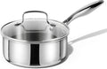 CAROTE 1.5Qt Stainless Steel Saucepan, Non-Toxic 3-Ply Stainless Steel Cookware Set with Lids, Small Kitchen Pots, Oven Safe, Compatible with Induction, Ceramic, Gas