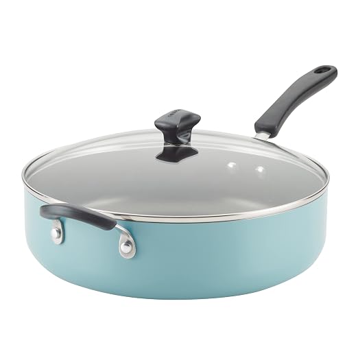 Farberware Cookstart DiamondMax Nonstick Jumbo Cooker with Lid and Helper Handle, Dishwasher Safe, 6 Quart - Aqua