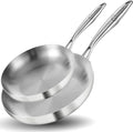 LOLYKITCH 10-12 Inch Frying Pan Set | Tri-Ply Stainless Steel Skillet | Fast & Even Heating | Stay-Cool Detachable Handle | Dishwasher and Oven Safe | Induction Ready | For Modern Home Kitchens