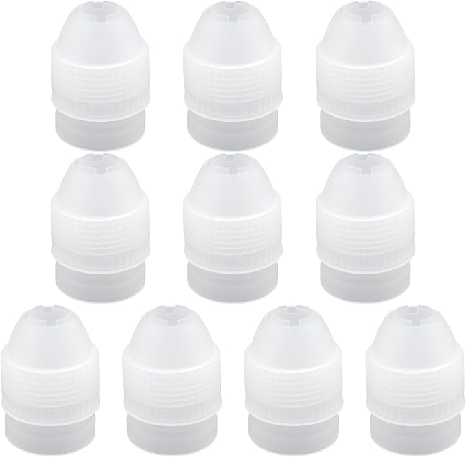 10 Pack Piping Bag Couplers for Icing Nozzles, Medium Couplers for Piping Bags, Transparent - Medium sized