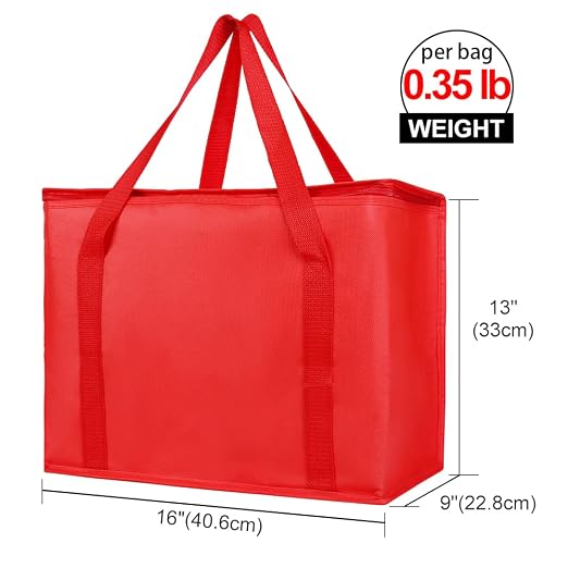 Bodaon 5-Pack Cooler Insulated Food Delivery Bag, X-Large Bags for Grocery/Catering/Shopping, Rideshare Delivery Bag, Thermal Hot Pizza, Large Cold and Frozen Accessories, XL Tote, Red