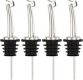 4 Pcs Oil Spout Stainless Steel Pourers for About 3/4" Bottle Mouth | Stainless Steel Olive Oil Dispenser Spout Liquor Bottle Pourer with Flip Top