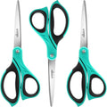 LIVINGO All Purpose Scissors 8.5" Office Craft Shears 3 Pack | Sharp Stainless Steel Blade, Comfortable Grip, School Home Use, Paper Fabric Sewing Projects