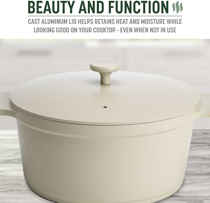 Goodful All-In-One Pot, Multilayer Nonstick, High Performance Cast Dutch Oven With Matching Lid, Roasting Rack And Turner, Made Without PFOA, Dishwasher Safe Cookware, 4.7-Quart, Linen