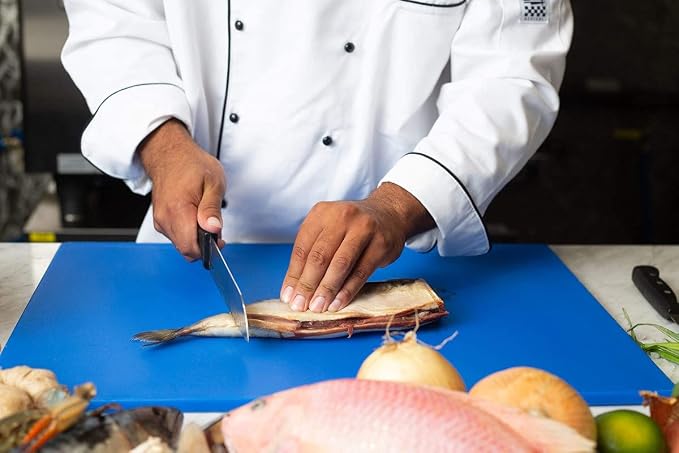 Thirteen Chefs Extra Large 24 x 18 Blue Cutting Board - 1/2" Thick HDPE Plastic for Fish and Seafood, Restaurant Quality Poly, NSF for Commercial Kitchens