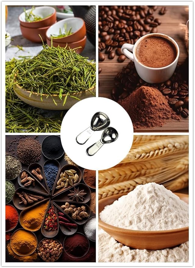 CoaGu Coffee Scoop Set: 15ml & 30ml (1Tbsp & 2Tbsp) 18/8 Stainless Steel Tablespoons for Precision Coffee Brewing and Baking
