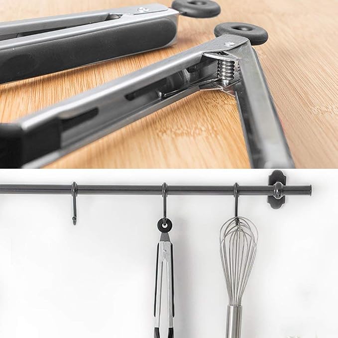 3 PCS Stainless Steel & Silicone Cooking Tongs Set (7", 9", 12") | Heat Resistant, Non-Stick, Locking Handle, Dishwasher Safe, for Grilling Steak Salad Pasta Buffet Serving, Black