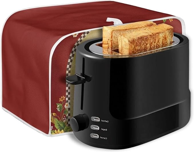 Sunflower Rooster Toaster Cover for 4 Slice, Chicken Print Small Kitchen Appliance Dust Cover for Toasters, Microwave, Bread Maker