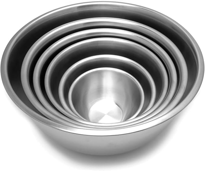Fox Run 6-Piece Nesting Stainless Steel Polished Mixing Bowls Set | 0.5, 1.25, 2.75, 4.25, 6.25 and 10.75 Quart Mixing Bowl Set | Nesting Bowls For Easy Storage | Durable Stainless Steel Bowls