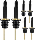 Pafusen 6 Pack Liquor Bottle Pourers, Liquor Pour Spout for Liquor Bottles, Stainless Steel Olive oil Dispenser Spout, Alcohol Pourer Spouts Dust Caps Long Covers, Gold