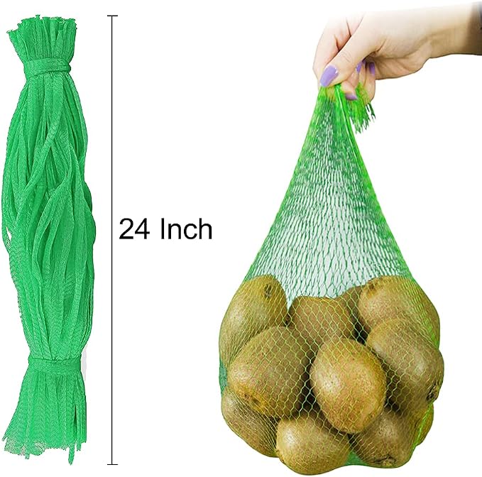 TEMUCY Plastic Mesh Produce Bags, 24 Inch Seafood Boil Bags for Crawfish Crab Shellfish Cooking (Green-100PCS)