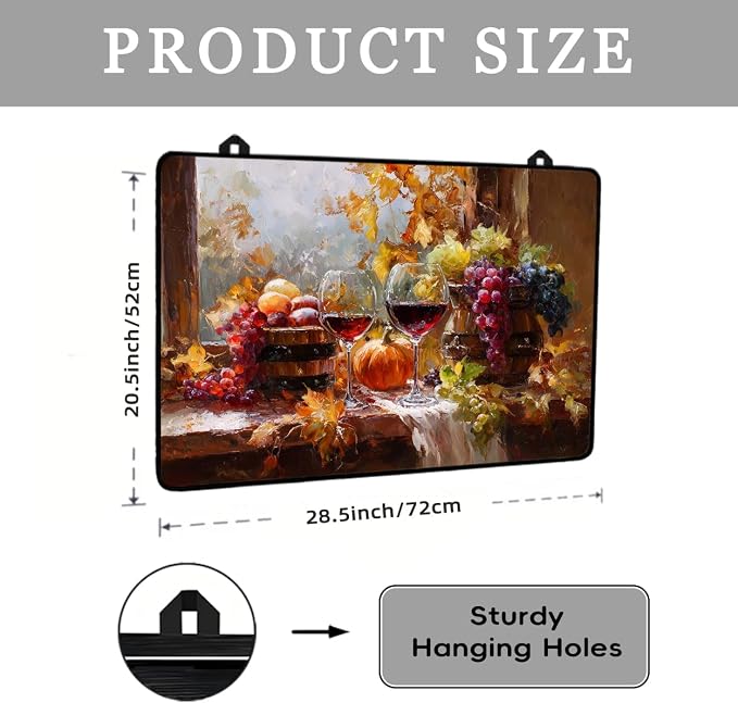 Autumn Stove Top Cover for Electric Stove,The Harvest Season Glass Top Stove Cover Protector,Red Wine Glasses Glass Cooktop Covers Pumpkins Kitchen Flat Electric Stove Top Covers