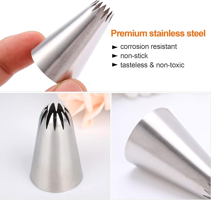 5Pcs Large Piping Tips Set, Stainless Steel Frosting Tips