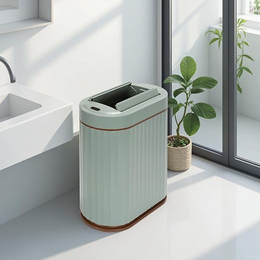 SYNCVIBE Bathroom Sensor Trash Can, 2 Gallon, Butterfly Lid, Green | Automatic Garbage Can, IPX5 Waterproof Trash Bin, Under-Counter Wastebasket for Kitchen, Office and Living Room