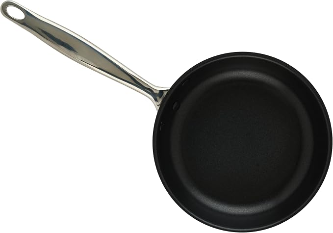 WINCO Tri-Ply Frying Pan, Silver | Large flat bottom for even heat distribution, Induction compatible, Steel, Great for Sauteing, Frying and Restaurant Kitchens