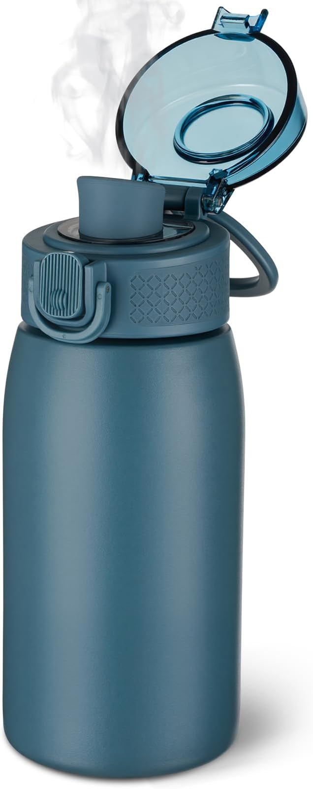Insulated Water Bottle 12 oz with Dustproof Lid, Carry Handle & Tea Infuser, BPA-Free & Leakproof, Stainless Steel Water Bottles Ideal for Fitness, Hiking, Office & Outdoor Use （Navy Blue ）