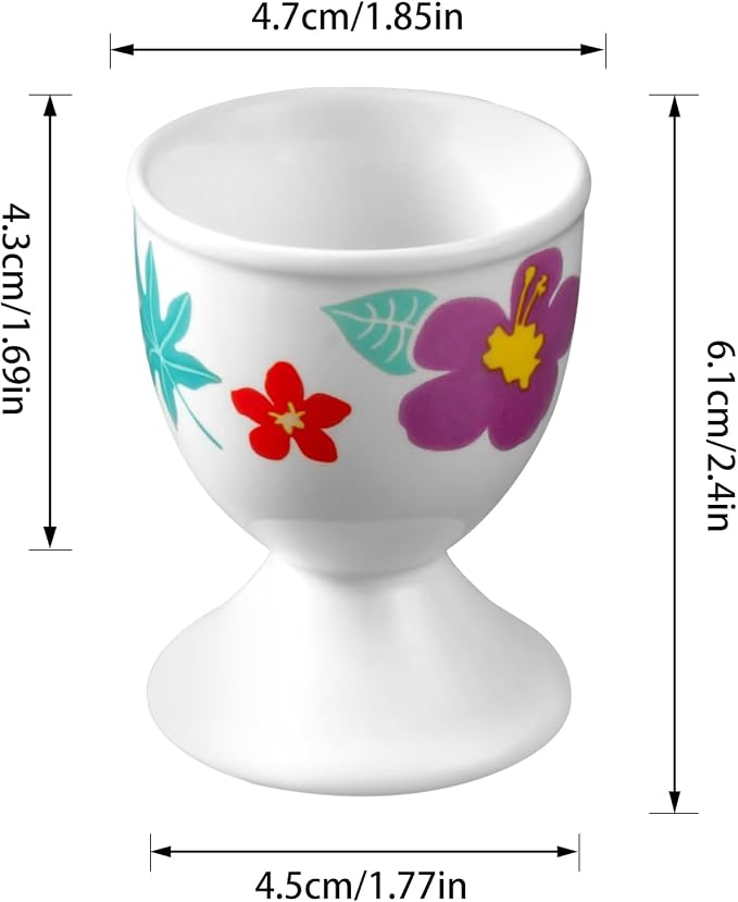 Cinf Easter Ceramic Egg Cups, Set of 2, Hawaii Flower Egg Holders | 2-piece ceramic egg cup set, festive floral design, easy to clean, perfect for boiled eggs, breakfast and Easter tables
