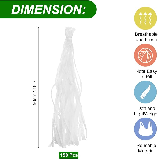 uxcell 150pcs Egg Hatching Bags, 20 Inch Mesh Nylon Netting Reusable Produce Mesh Bags Strong Stretchable Plastic Seafood Boil Bags for Fruits Vegetables Storage, White