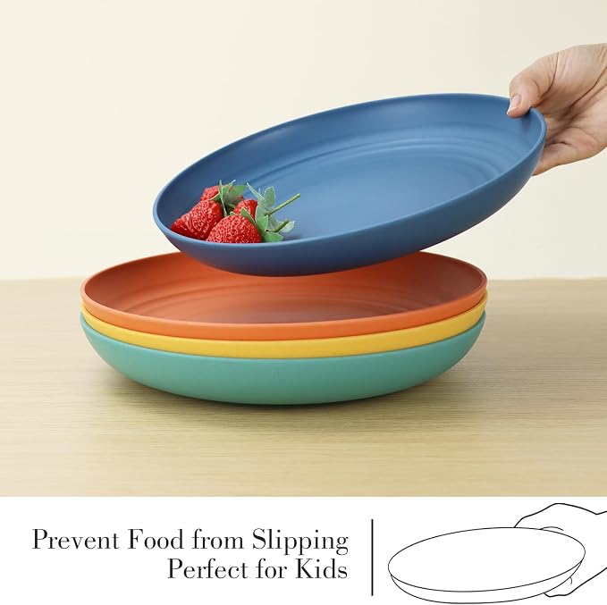 Wheat Straw Dinnerware Sets for 4,Dishwasher & Microwave Safe Plates and Bowls Sets 16 PCS,Unbreakable Dish Sets for Kitchen,Camping and Outdoor, Dinner Plate,Sauce Dish,Cereal Bowl,Cups- Multi color