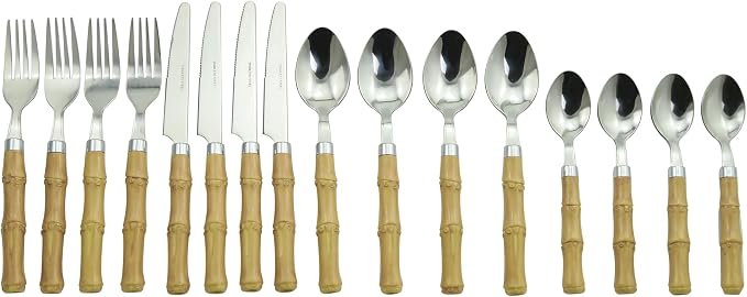 Gypsy Color Beyond Bamboo Stainless Steel Flatware Collection, Set of 16