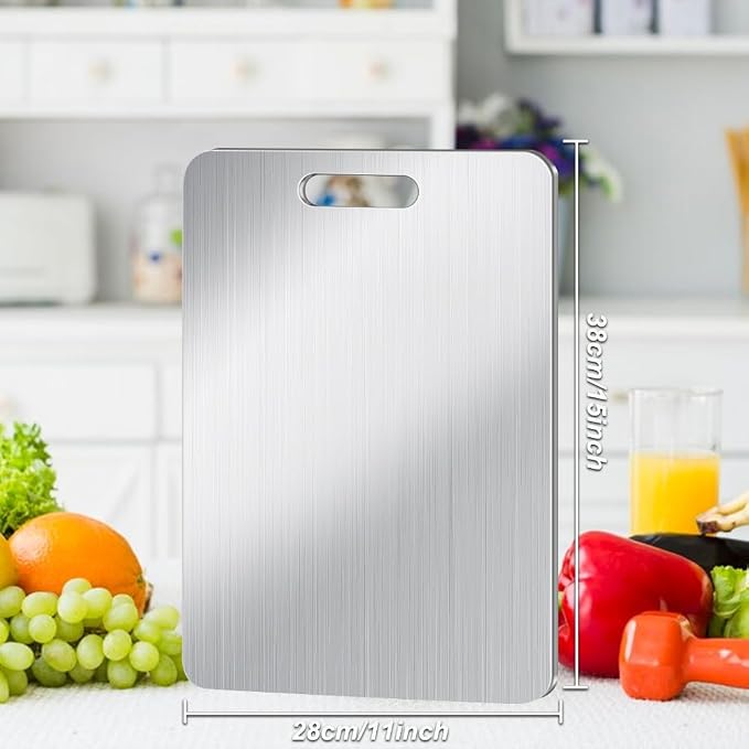 Titanium Cutting Board for Kitchen, Metal Non Stick Chopping Board | Upgrade Double Sided Food-Grade Titanium Board for Meat Cheese Vegetable 15.4*11 Inch