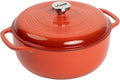 Lodge Essential Enamel Cast Iron Dutch Oven 6 Quarts - Perfect for Bread Baking, Braising, Marinating & Slow Cooking, Features Moisture-Sealing Lid & Dual Handles, Kitchen Essentials, Poppy