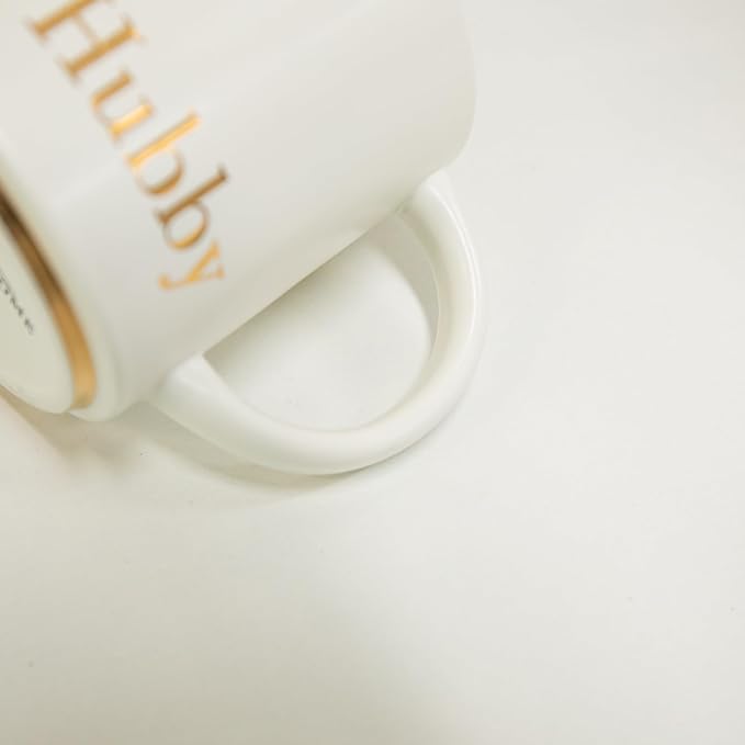 COLLECTIVE HOME Hubby & Wifey Ceramic Coffee Mug Set, 15oz, 2-Piece | Luxury Wedding Gift for Couples, Elegant Coffee Cups for Newlyweds, Anniversary & Engagement Gift, Gift Box Set