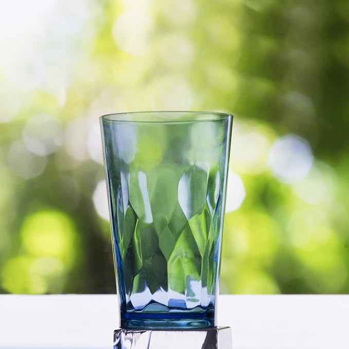 JGIRL Unbreakable Plastic Drinking Glasses,Set of 6,16 Ounces (Blue) | 16 oz plastic Tumbler Cups, Shatterproof Drinking Cups, Plastic glass cup,cups for kitchen ,cup set, Dishwasher Safe