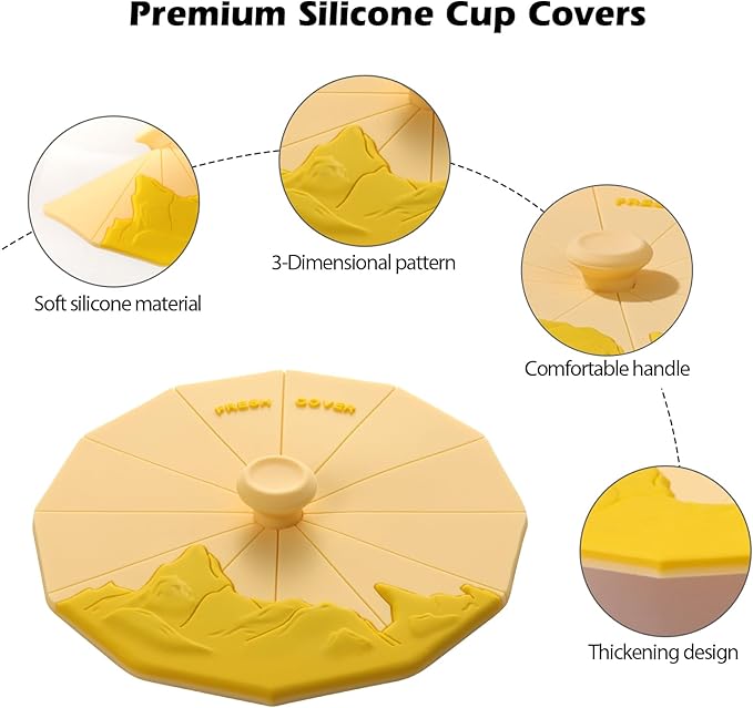 Silicone Cup Covers (Set of 3),Multicolored Silicone Lids,coffee cup cover | Mug Covers for Mugs, Cups, Tea Pots,Cup Lids for Coffee & Tea