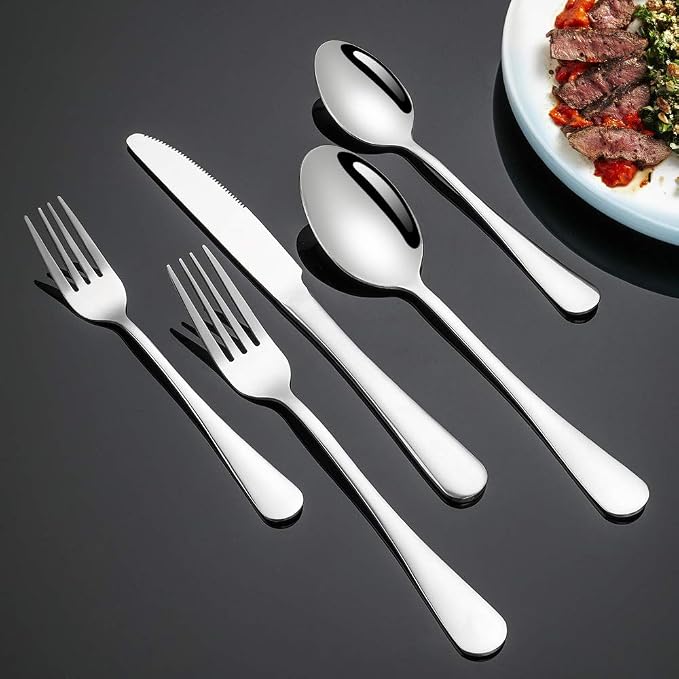 Silverware Set for 4, Flatware Utensil Cutlery Set 20 Piece | Premium Stainless Steel Tableware Set, Include Knife Fork Spoon, Mirror Polished, Dishwasher Safe, for Any Dinner or Weddings