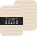 2 Pack Square Trivets for Hot Dishes | 9*12in Silicone Hot Pads for Kitchen,Hot Pots and Pans, Protect Table, Countertops, Heat Resistance to 480°F,Khaki
