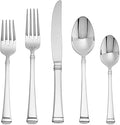 Mikasa Harmony 45-Piece Silverware Set, 18/10 Stainless Steel Cutlery for 8, Includes Forks, Knives, Spoons, and 5-Piece Serving Utensils Set